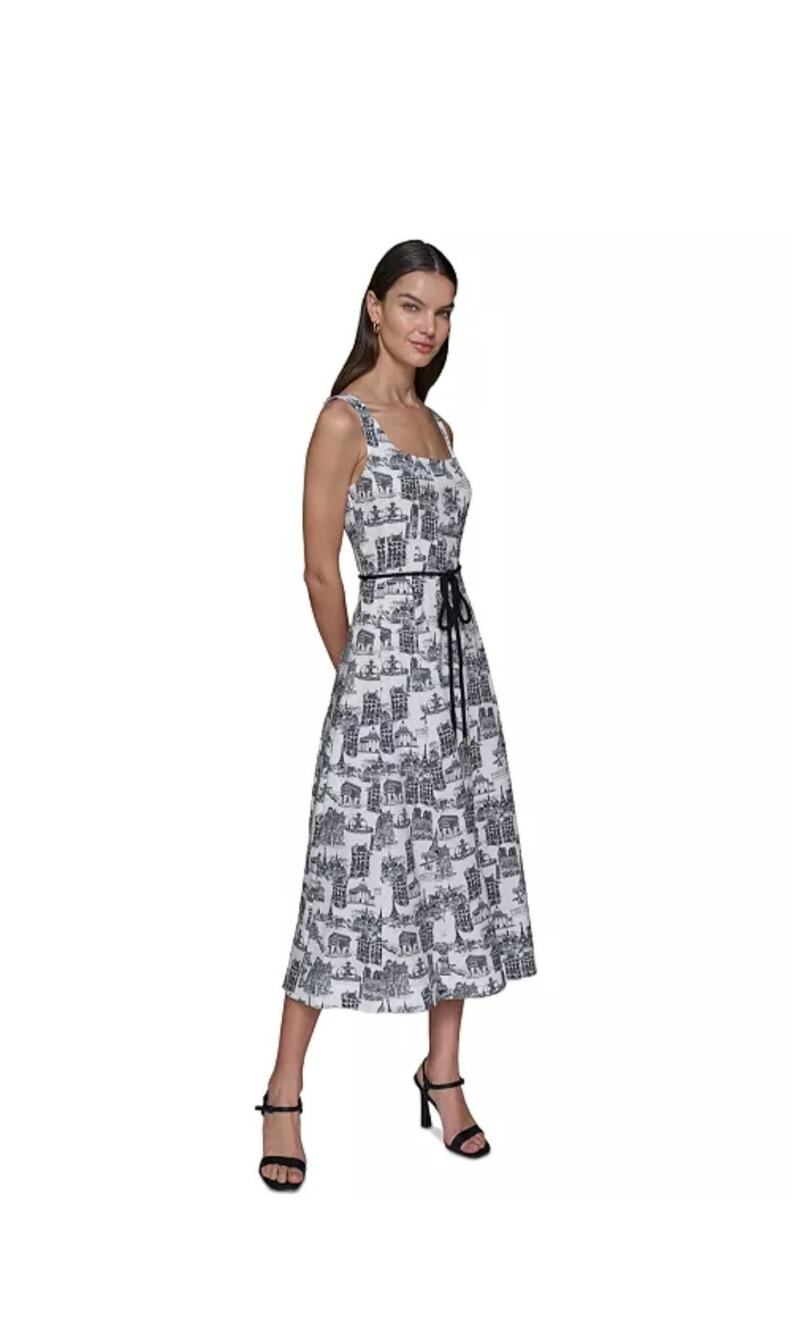 #28 MSRP $169 NWT KARL LAGERFELD PARIS TOILE SQUARE NECK MIDI DRESS ♡SIZE 10♡